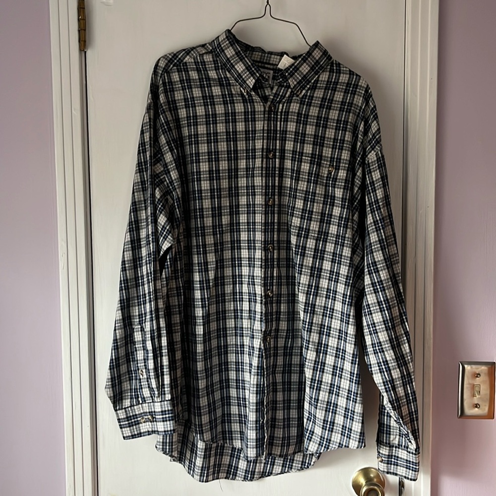 Long Sleeve Plaid Dress Shirt XL Basic Edition